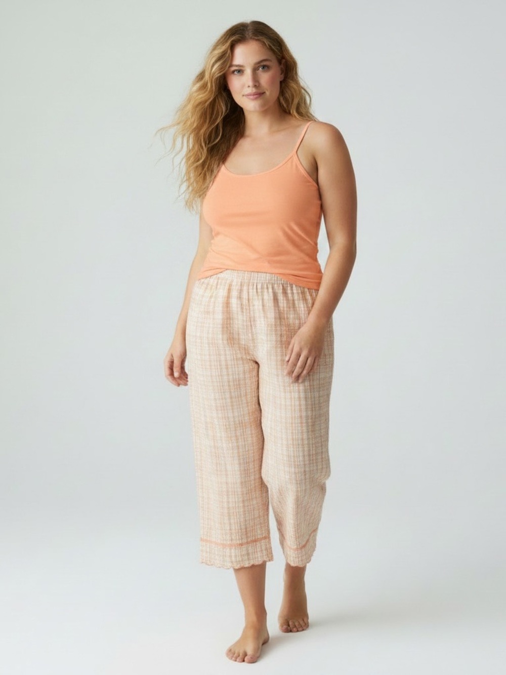 VINTAGE INTIMATE ESSENTIALS Seersucker Cropped Pajama Pants